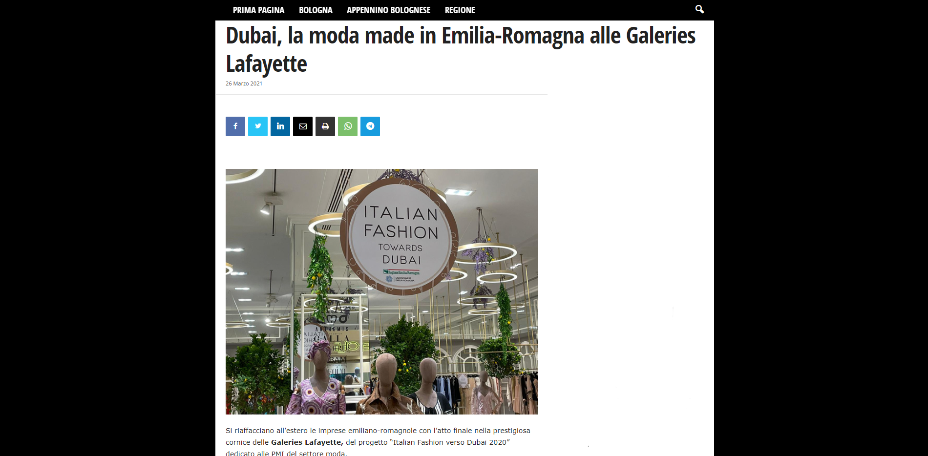 Bologna2000 | Dubai, la moda made in Emilia-Romagna alle Galeries Lafayette