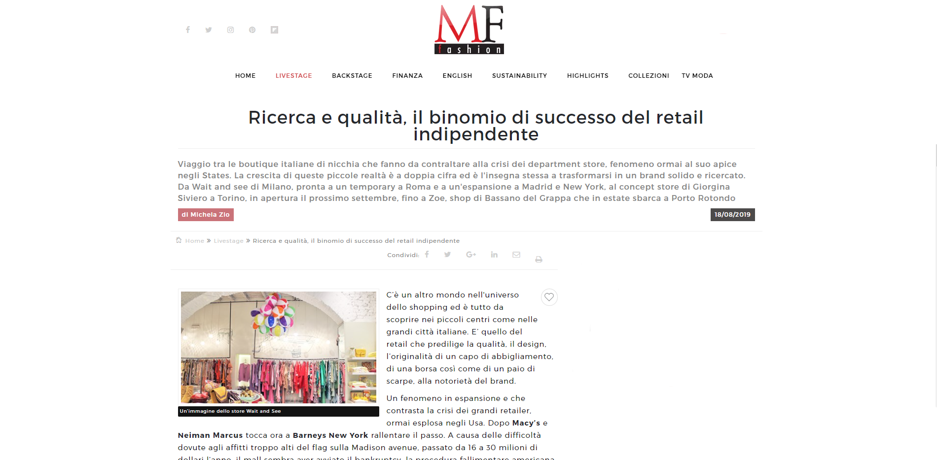 MF Fashion | Ricerca e qualità, il binomio di successo del retail indipendente