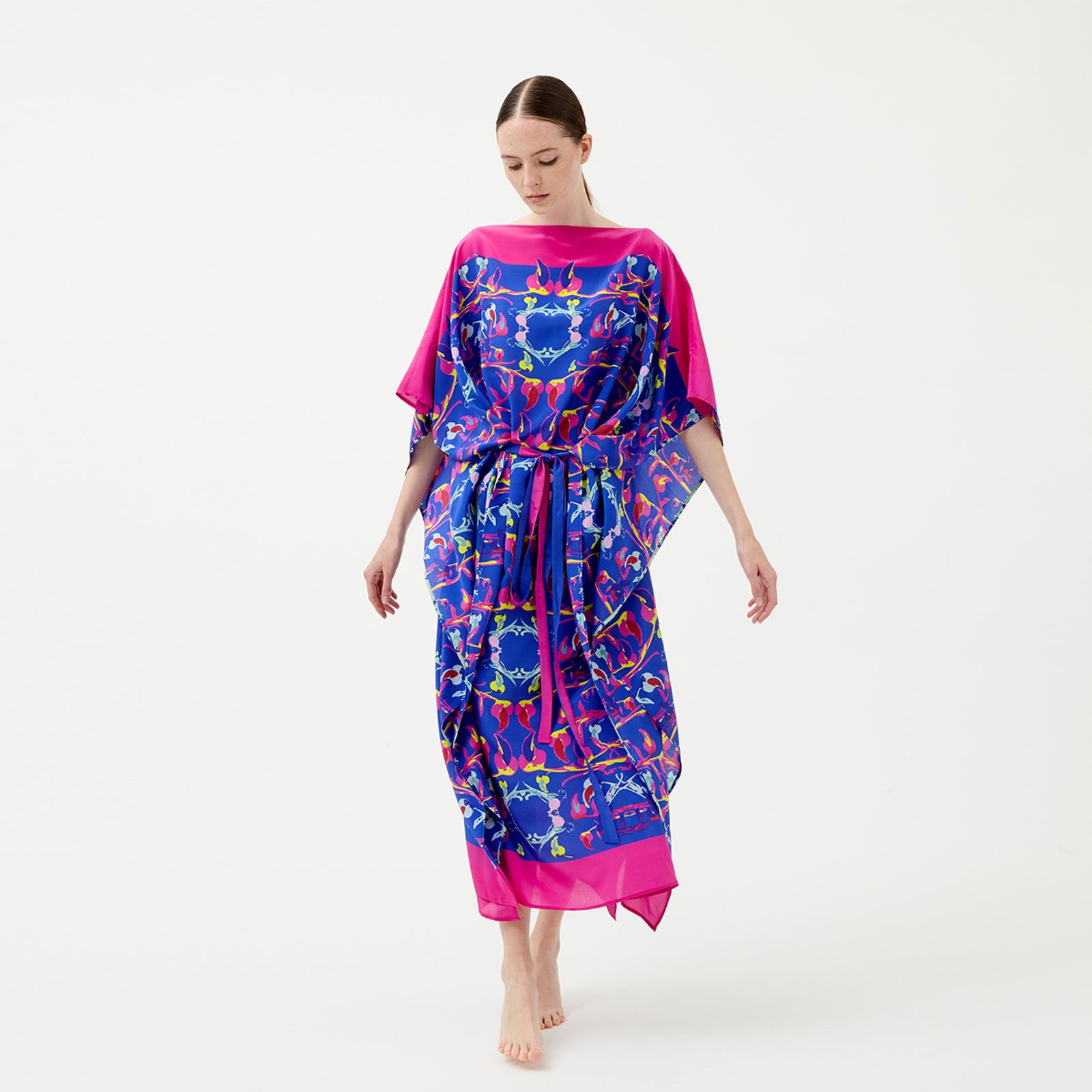 Kaftan dress in blue Ribeca silk