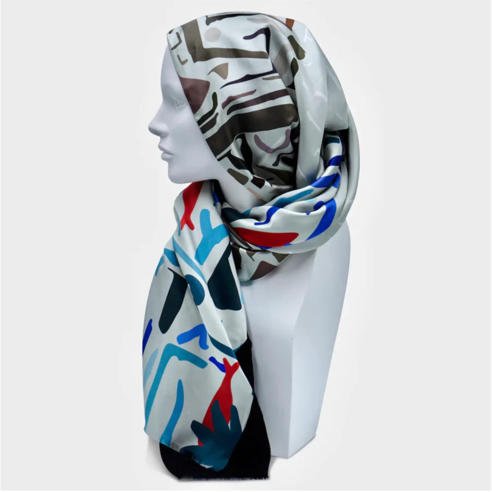 OREQUO scialle Strange Shape multicolore in seta stampata
