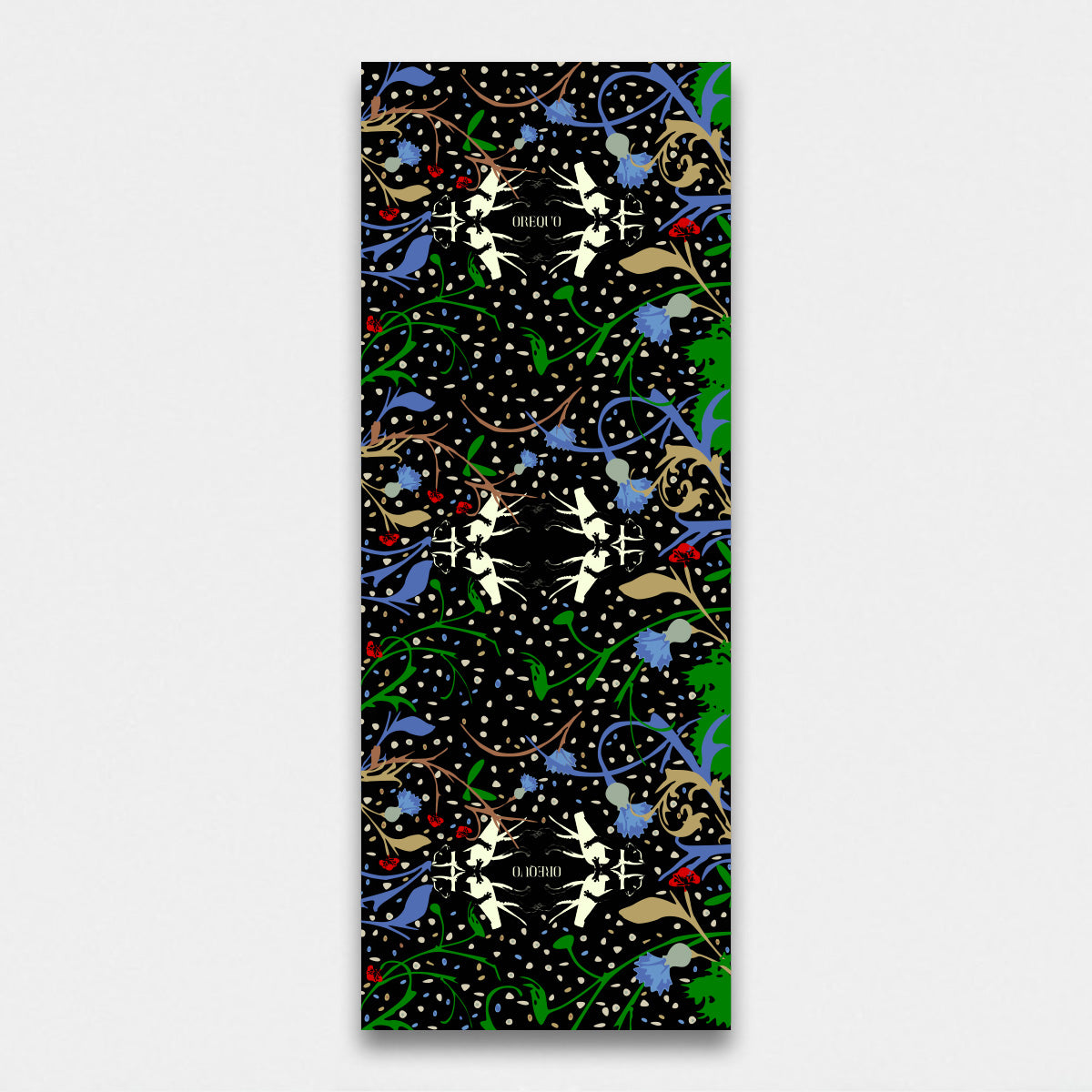 Scialle in seta stampata Liuto colore nero e motivo floreale OREQUO completo