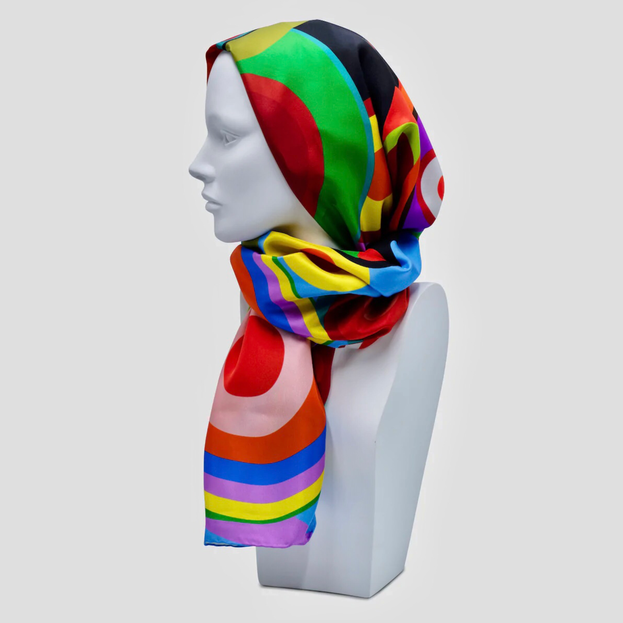 Scialle multicolor Rainbow Symphony OREQUO in pura seta stampata