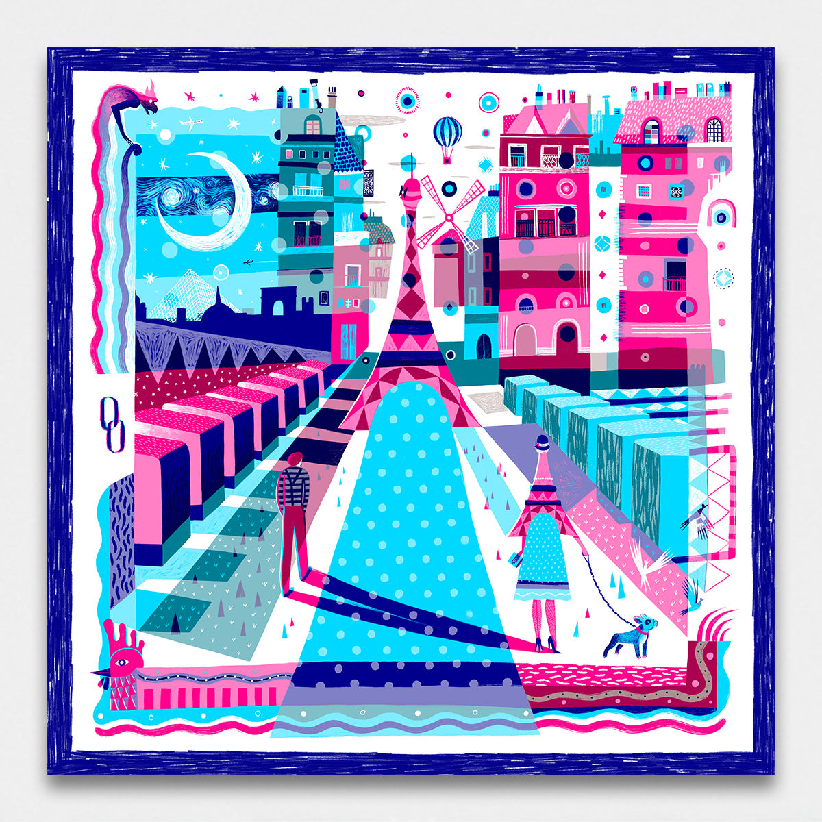 Foulard in seta Paris colore rosa e azzurro OREQUO