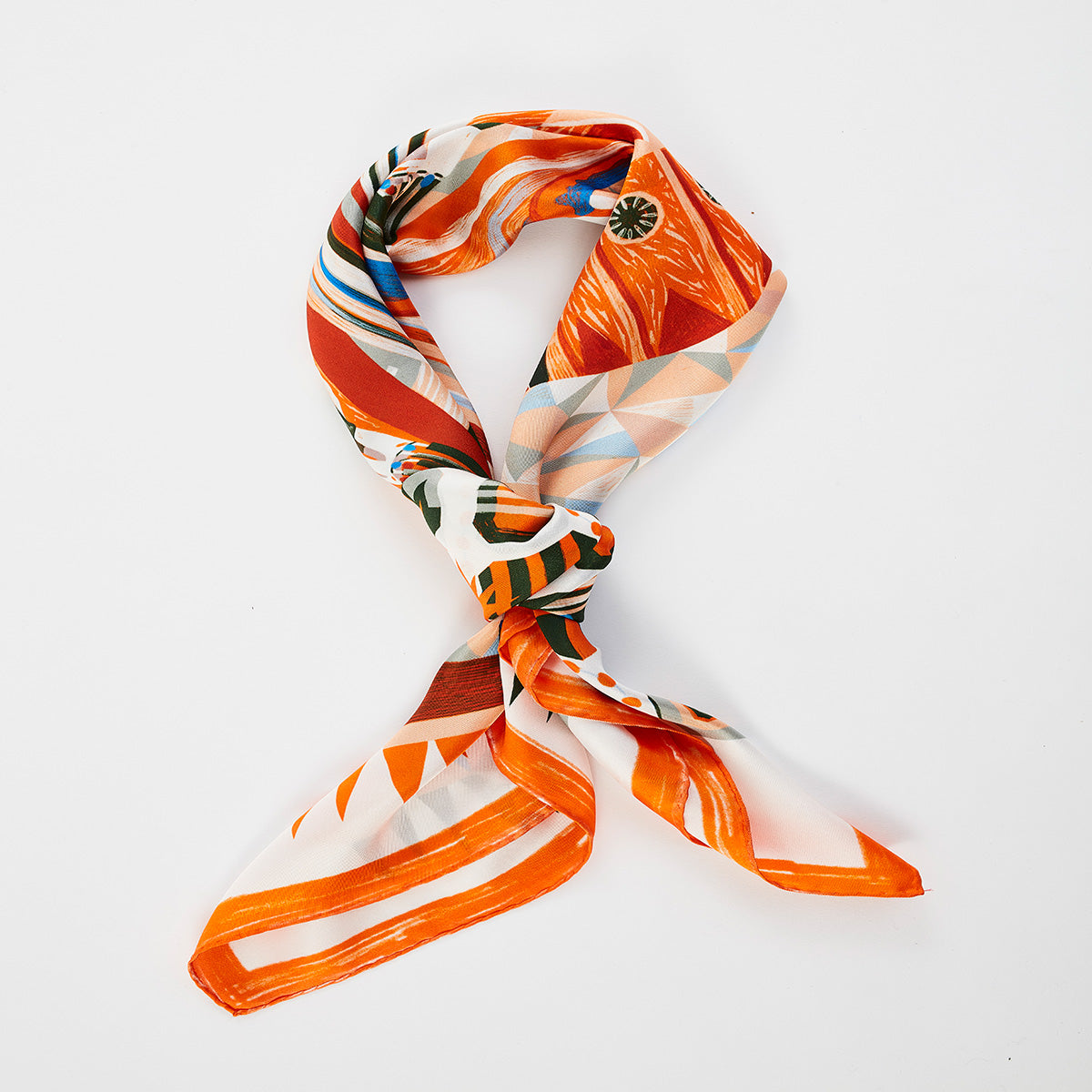 Foulard in seta Barcelona colore arancione e blu