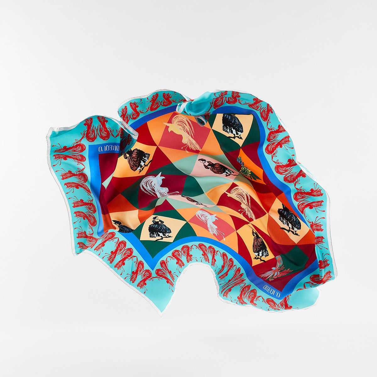 Foulard in seta Corallina colore turchese